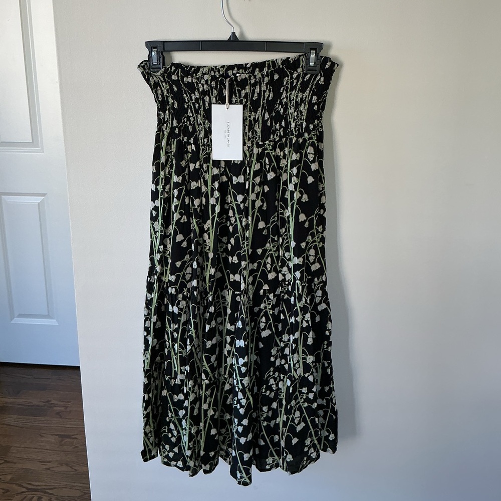 Elizabeth James The Label Pull On Floral Black and Green Maxi Skirt Large - Picture 4 of 6